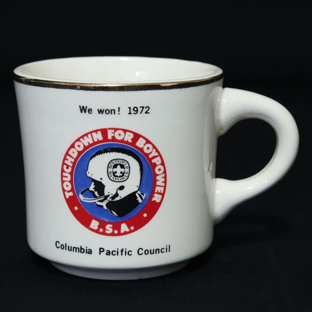 Boy Scouts VTG BSA Mug Touchdown for Boypower 1972 Columbia Pacific Council Cup